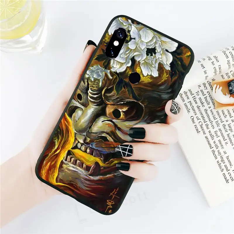 

Japanese Oni Hannya Demon Mask Phone Case For Xiaomi Redmi note 7 8 9 t k30 max3 9 s 10 pro lite