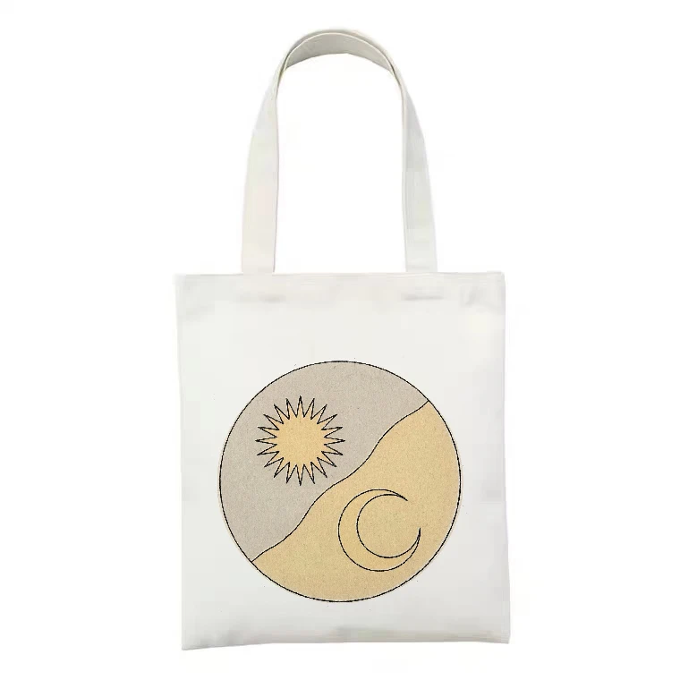 

2022Sun and Moon print Aesthetic Funny Fashion Handbags Shoulder Bags Casual Shopping Girls Handbag Women Elegant Canvas Bag