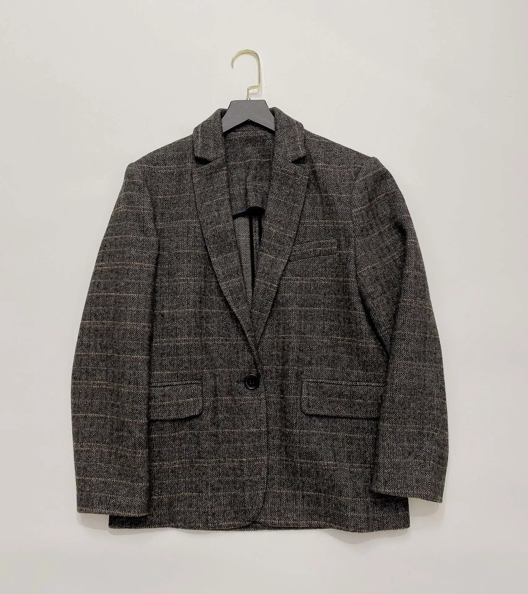 

2021 Autumn and Winter New Women Lapel Check Wool Suit Long-sleeved Jacket