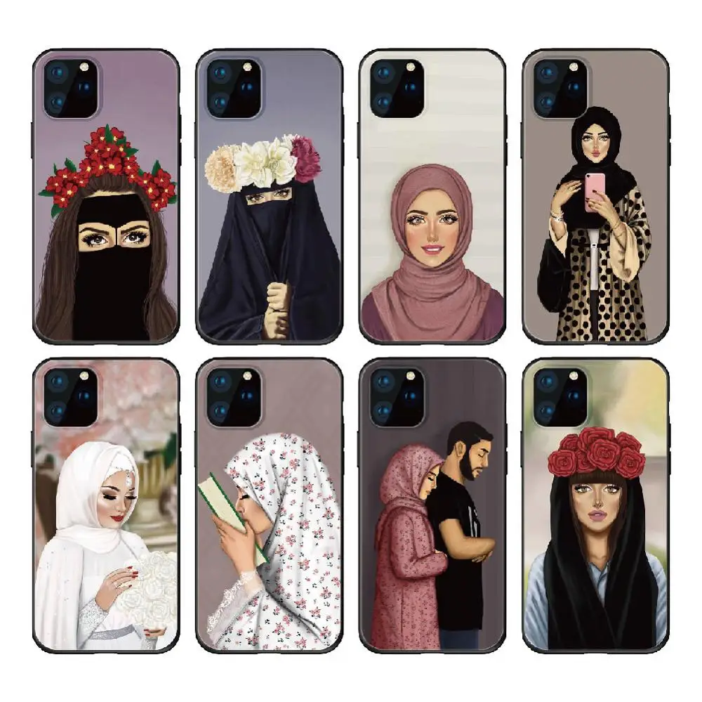

Arabic Hijab Girls Muslim Islamic Phone Cover For iPhone 12 Mini 11 Pro Max X XS XR Max 7 8 7Plus 8Plus 6S SE Soft Cover Case