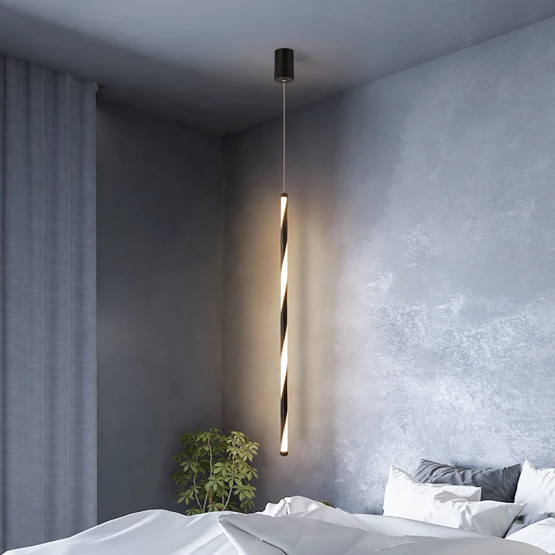 

Modern LED pendant lights minimalist restaurant /coffee bar/living room/bedside pendant lamp background wall long line hang lamp