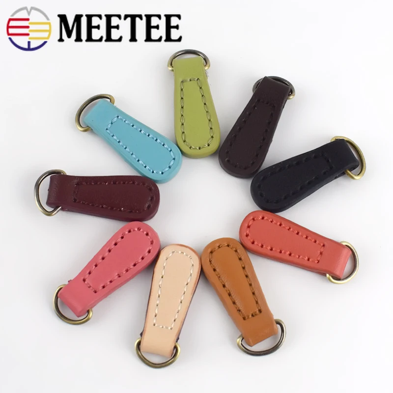 Meetee 10 шт. 1 4*4 см двухслойный съемник молнии из воловьей кожи застежка молния замок