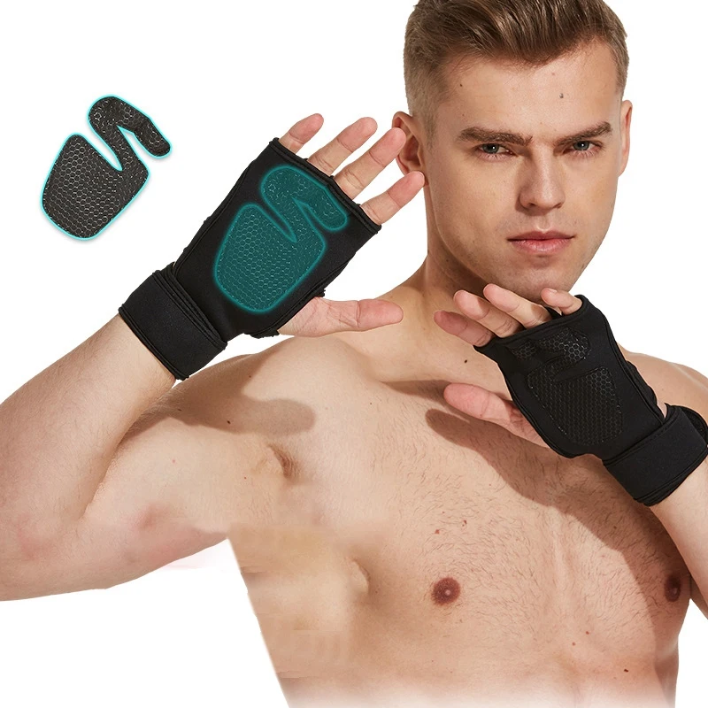 

Sports Palm Fitness Non-Slip Lengthened Wrist Brace Men's Weightlifting Shockproof Breathable Half-Finger Gloves