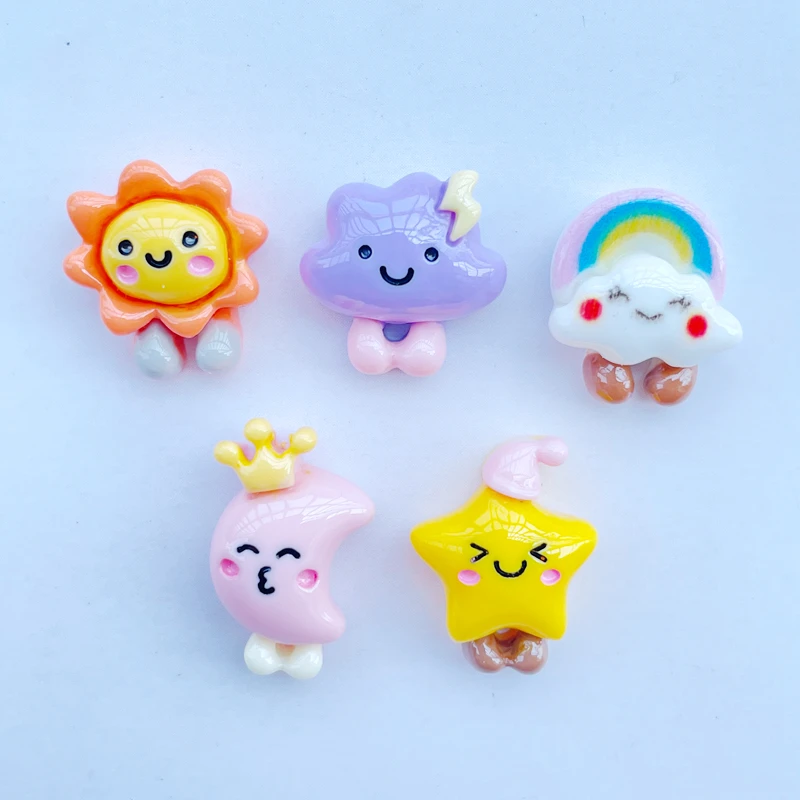 

10 Piece New Kawaii Mini Starry Sky Resin Series Crafts Flat Bottomed Convex Scrapbook DIY Embellishment Accessories 094