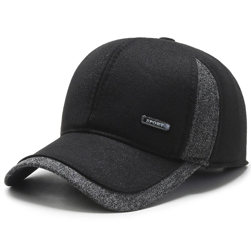 

Mens Winter Cap Earflaps Cotton Baseball Caps Warm Outdoor Trucker Caps Snapback Hats Bone Dad Hat