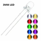 100 шт., светодиодные Диоды 3 мм, 3 мм, набор в ассортименте, светильник ые, зеленые, красные, синие, желтые, оранжевые, розовые, фиолетовые, теплые белые светоизлучающие диоды сделай сам