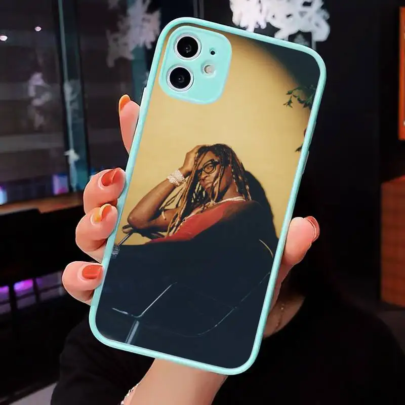 

Young Thug Phone Case For iPhone 12 11 Mini Pro XR XS Max 7 8 Plus X Matte transparent blue Back Cover