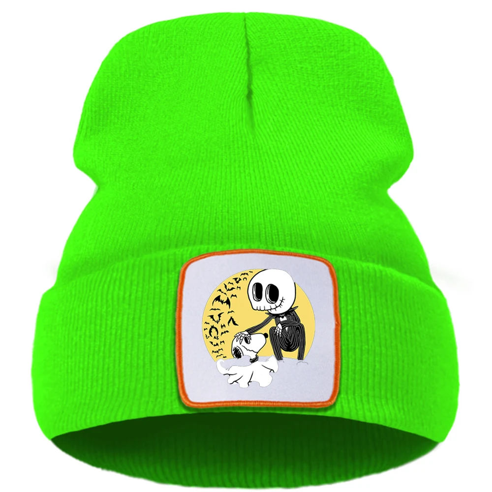 

My best friend Skeleton And Puppy Print Unisex Cap Cartoon Wool Autumn Caps Flexible Simple Knitted Caps Creative Quality Cap