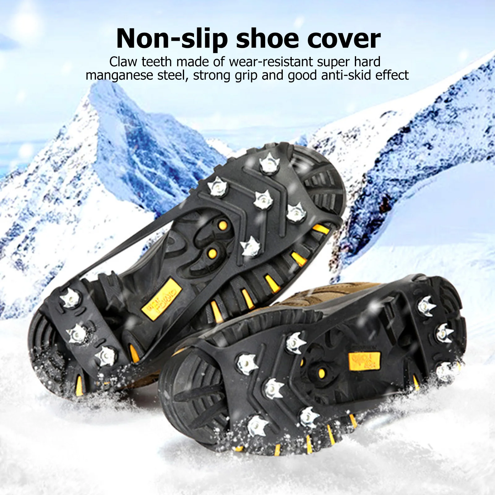

1 Pair 8 Spikes Walk Traction Cleats, Ice Snow Crampons for Shoes, Anti Slip Stretch Grippers Cover Overshoe for Walking Hiking