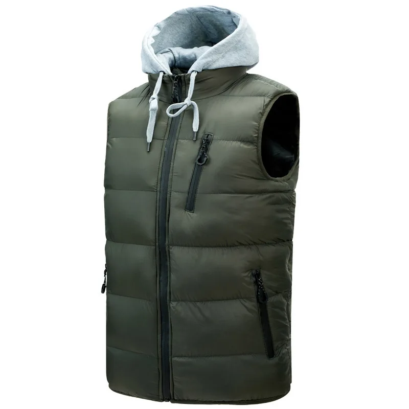 

2021 new men's Hooded Vest autumn cotton vest men's coat cotton jacket