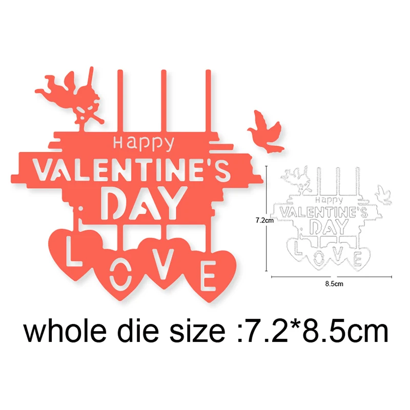 

Happy Valentine's Day DIY Craft Metal Cutting Die Scrapbook Embossed Paper Card Album Craft Template Stencil Dies