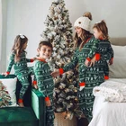 2021 семейная Одинаковая одежда, рождественские пижамы, семейная зеленая Рождественская елка, узор для отца, матери, ребенка, Комплект рождественских пижам