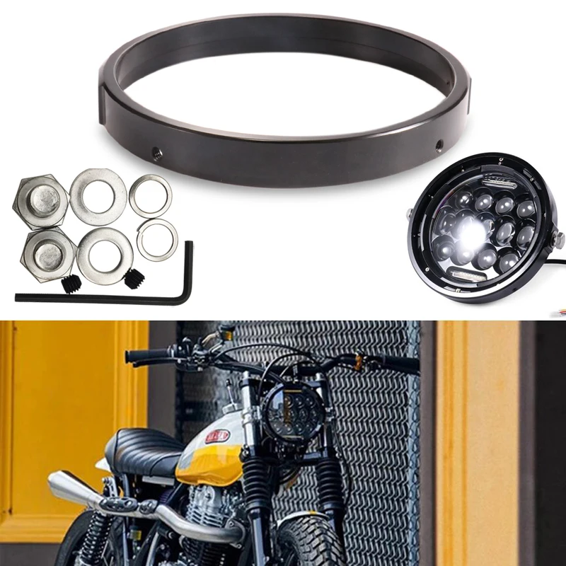 Черный хром 5 75 в 7 алюминиевый круглый корпус фары налобный фонарь отделка кольцо
