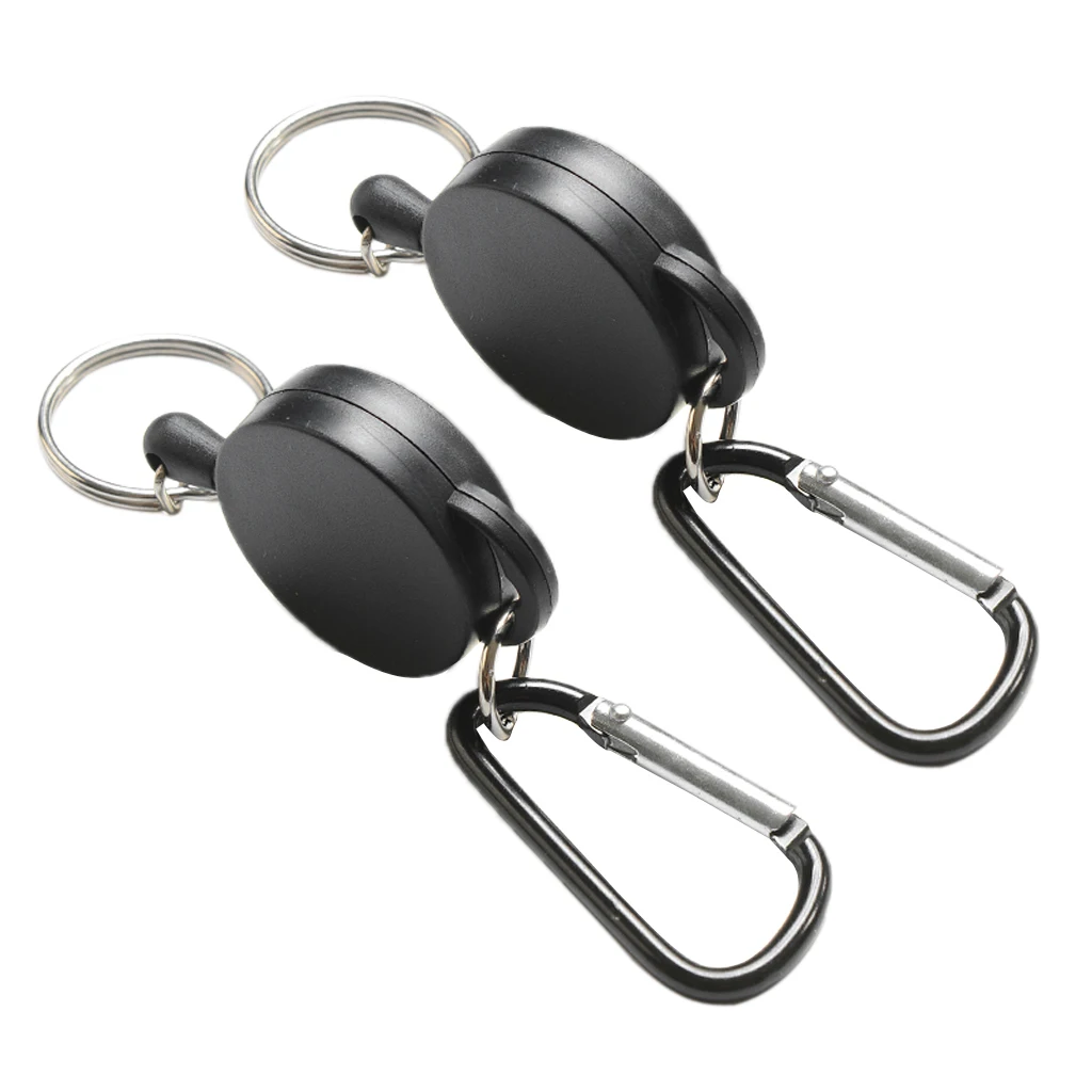 

2 Pieces Retractable Key Chain Steel Reel Recoil Chains Key Rings Belt Clips