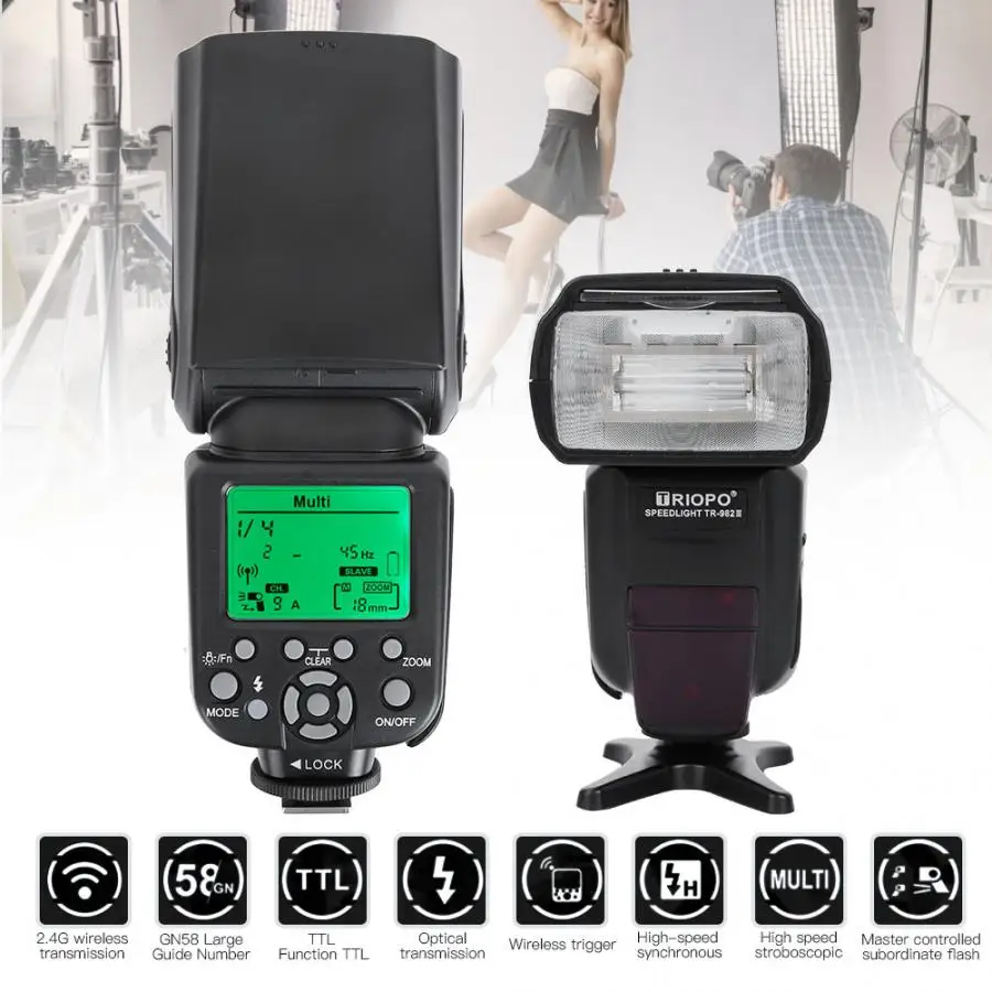 TRIOPO TR-982III/C 2 4G TTL 1/8000 Беспроводная вспышка Master Slave Speedlite для Canon SLR Camera прасветильник