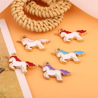 10 100pcs charms lovely unicorn cute pendants making diy handmade finding for keychain necklace oil dripping jewelry