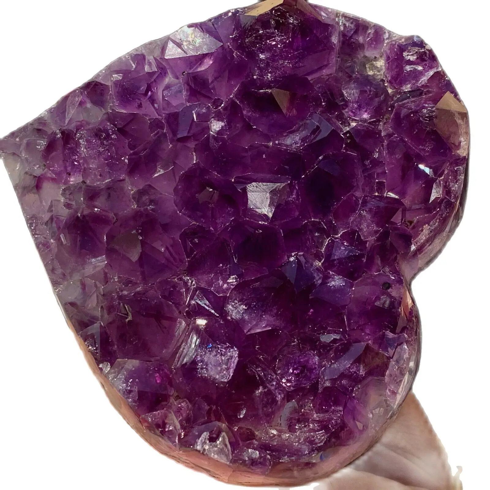 

Heart-shaped purple quartz gem crystal specimen
