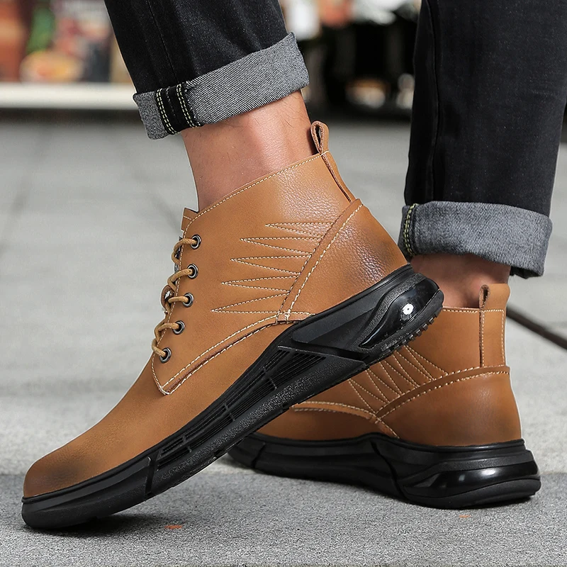 

Man Boots Suede Leather Shoes lace up 2020 Spring Male Casual Shoes genuine leather Men's Ankle Boot Design Walking Footwear