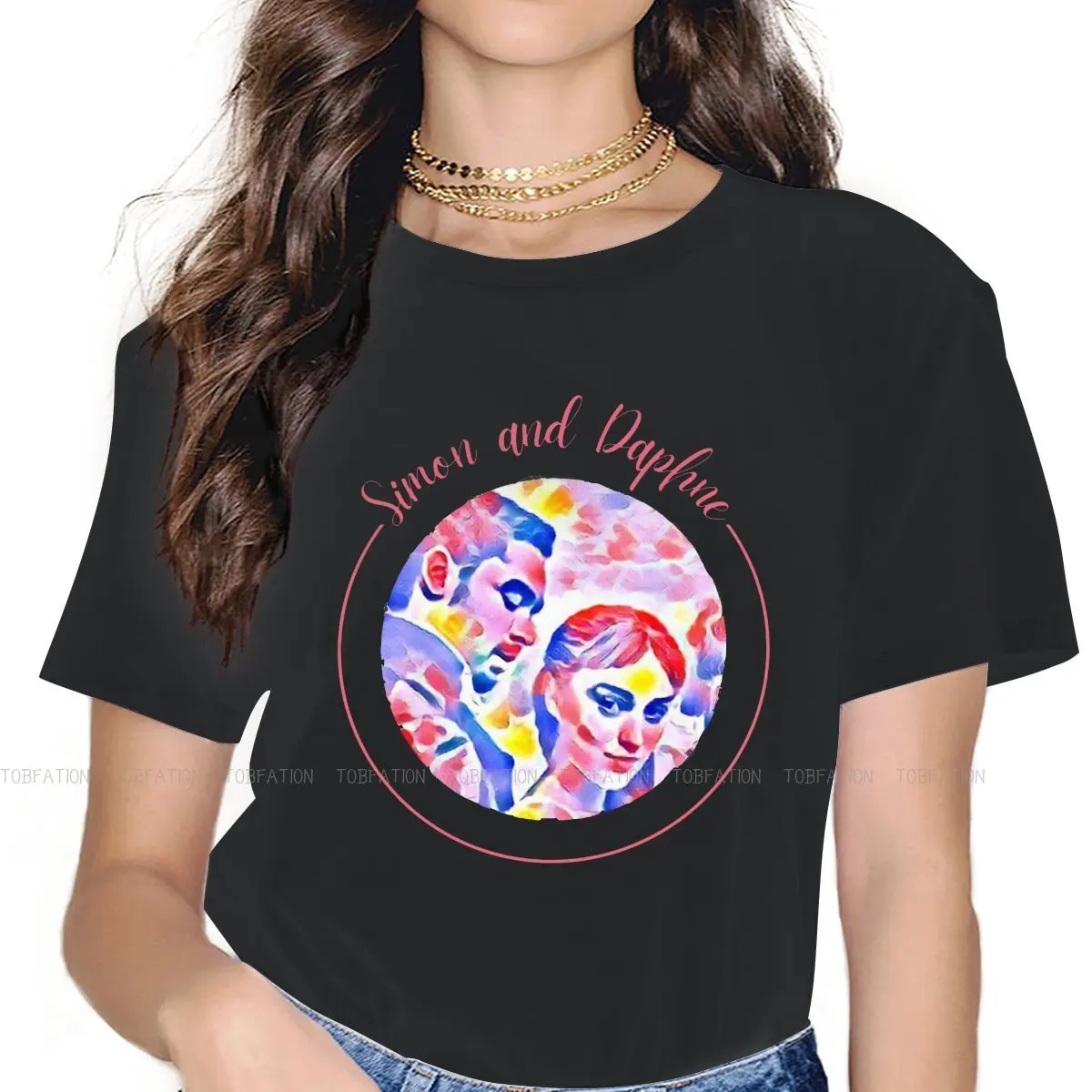 

Футболка женская оверсайз с круглым вырезом, Классическая рубашка с принтом фредгертона и надписью «love» Фиби диневор, Симон и ДАФНА