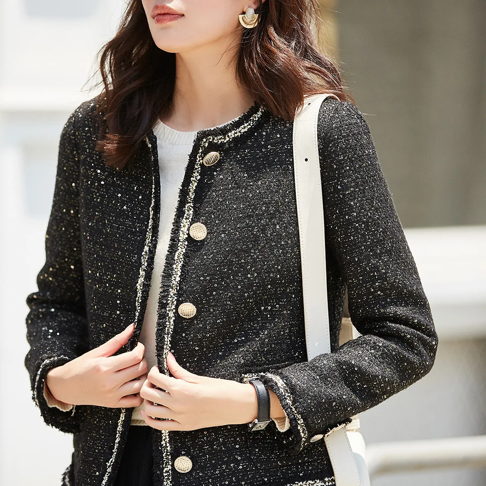 Женская твидовая куртка в готическом стиле черная клетчатая верхняя одежда для
