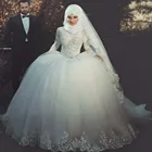 Винтажное кружевное свадебное платье Vestido De Noiva 2022 с длинным рукавом в арабском мусульманском стиле элегантное Тюлевое свадебное платье с аппликацией женское