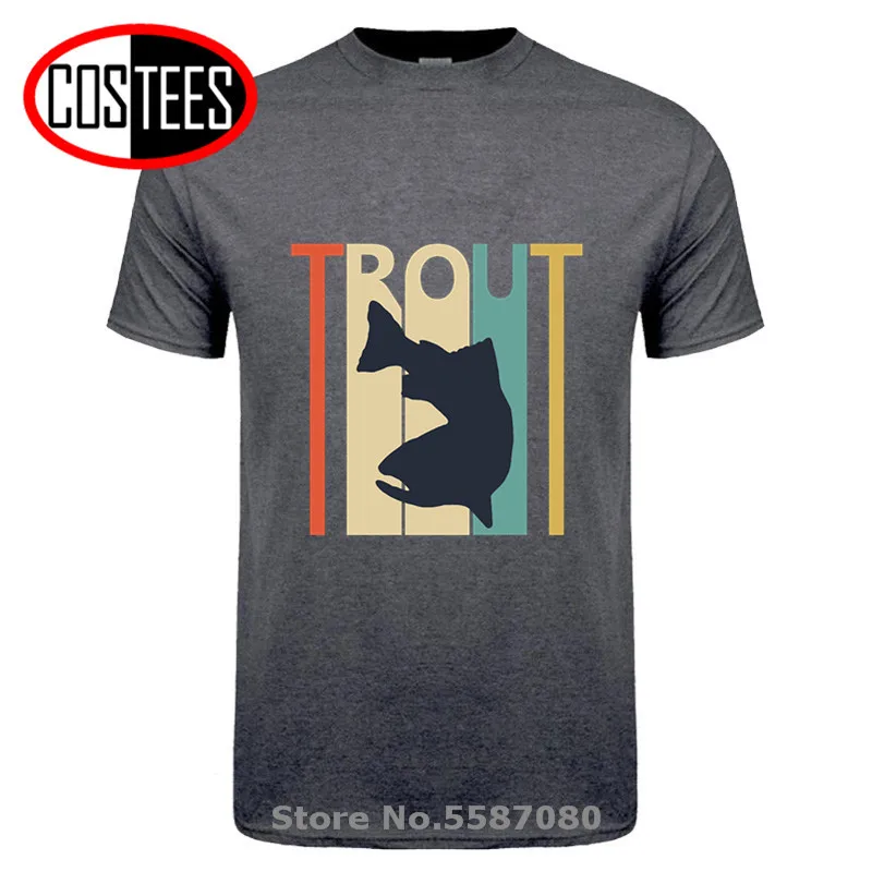 Винтажная футболка с изображением коричневой форели рыбалки s забавная рисунком