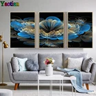 Алмазная 5D картина сделай сам 3 шт., абстрактная вышивка с цветами, пейзаж, полноразмерная мозаика с круглыми стразами, домашний декор