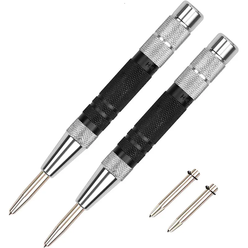 

2-Piece Super Strong Automatic Centre Punch, 6-Inch, 2Pc Hardened Tip,Adjustable Spring Loaded Metal Drill Tool