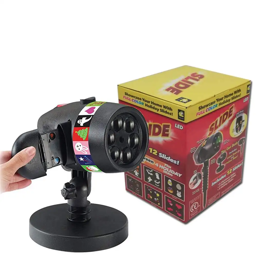 

LED Slide Show Projector Lamp USB Outdoor 12 Patterns Snowflake Christmas Halloween Projection Light for Home Decor Party
