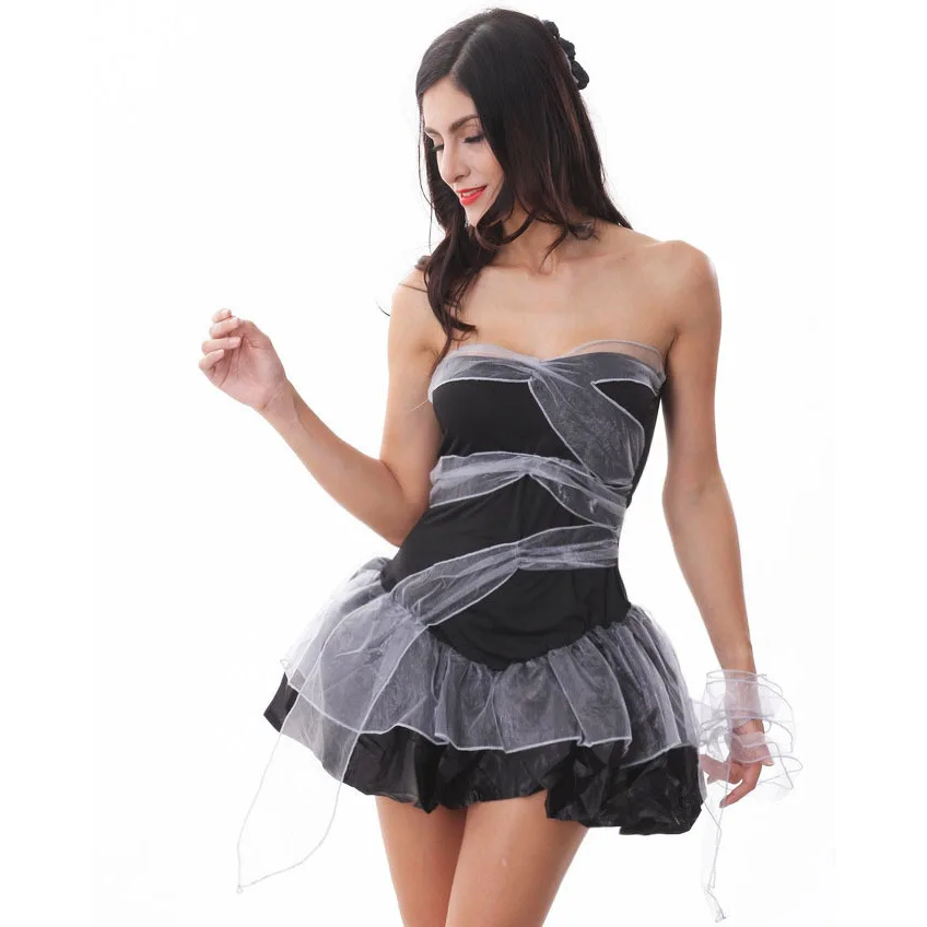 JEMMA LEONG Halloween Costume For Women Sexy Scary Zombie Corpse Bride Vampire Cosplay Black Veil Carnival Performance Role Play |