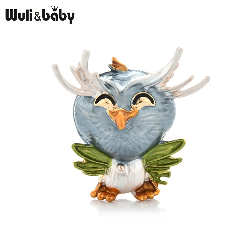 Женская металлическая брошь Wuli &amp baby в виде улыбающейся совы 4 цвета Подарочная