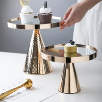 mirror tray tall glass cake stand luxury golden dessert table home jewelry tea cup food cosmetics storage tray home decoration