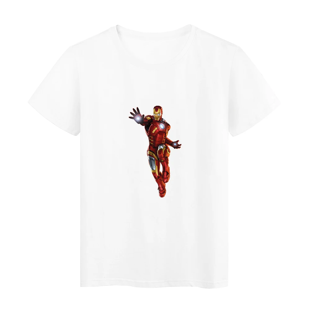 

Disney Iron Man Printed T-shirt Fashion Women Tops Hipster Cool Brands Clothes Unisex Streetwear Short Sleeve T-shirts Dropship