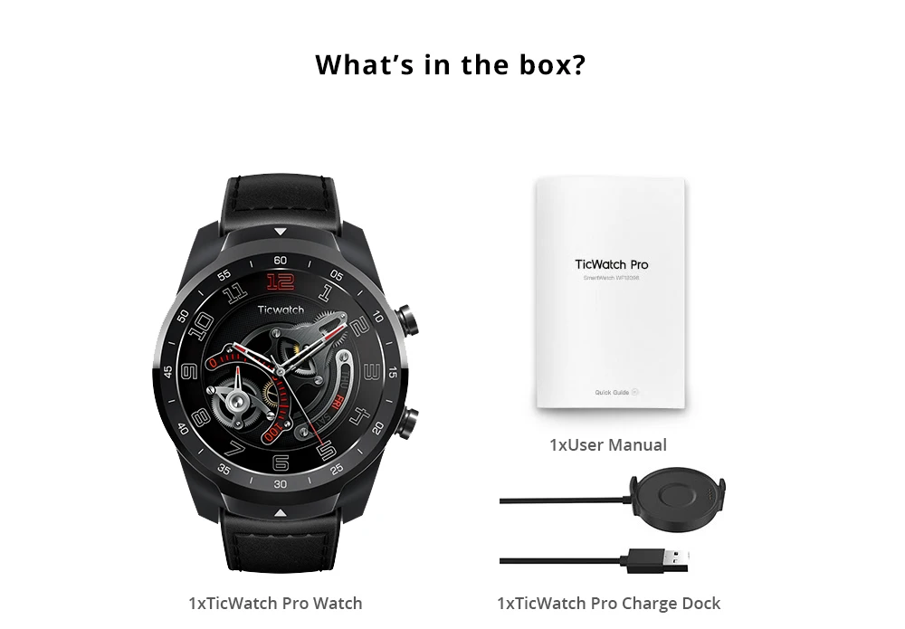 Смарт-часы Ticwatch Pro Bluetooth V4.2 415 мАч 2-30 дней Срок службы батареи IP68 Водонепроницаемый gps NFC платежи/Google Assistant Спорт