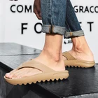 Шлепанцы мужские на нескользящей подошве, сланцы для дома, простая однотонная обувь для ванной, тапочки на платформе, для пар, унисекс, лето