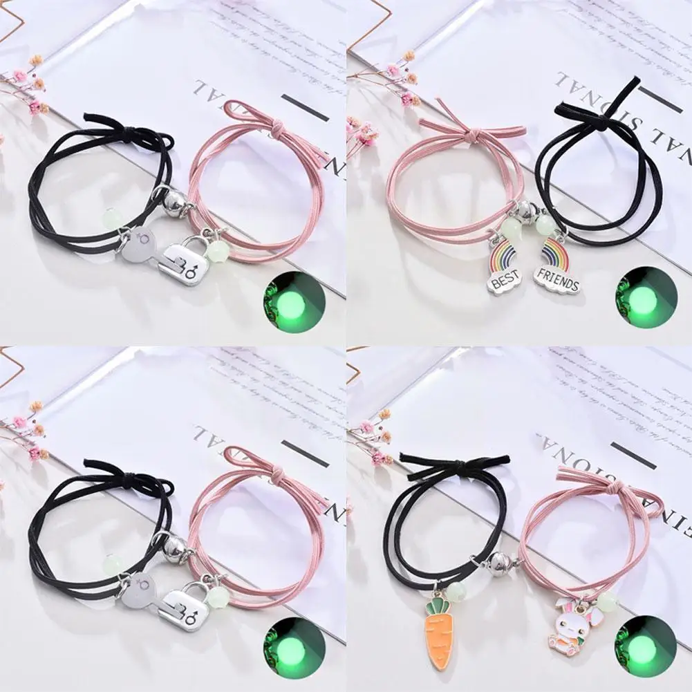 

Rubber Band Hair Accessories Luminous Couples Girlfriends Rope Hair Dual-use Model Girl Head Bracelet Accessories Durable J7R1
