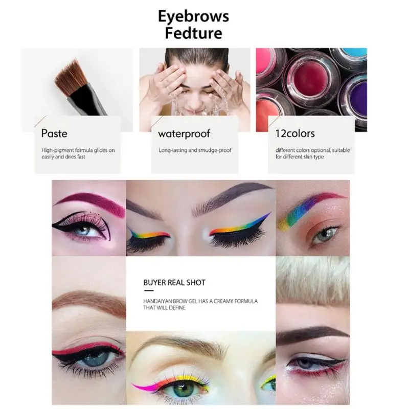 12 цветов гель для бровей стойкий водостойкий с кисточкой оттенок красный
