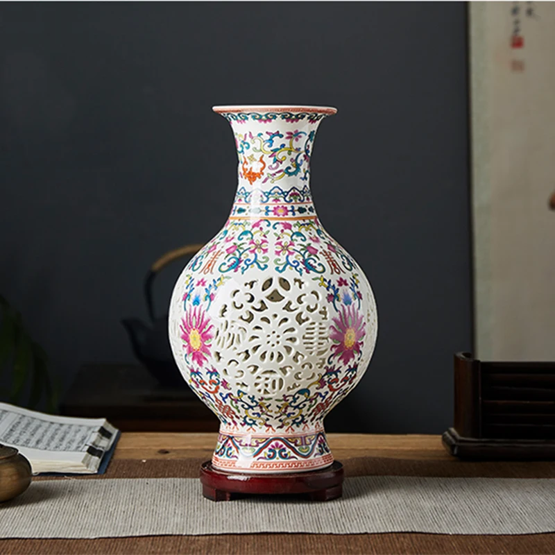 Ваза Цзиндэчжэнь керамическая Изысканная ажурная ваза традиционные китайские