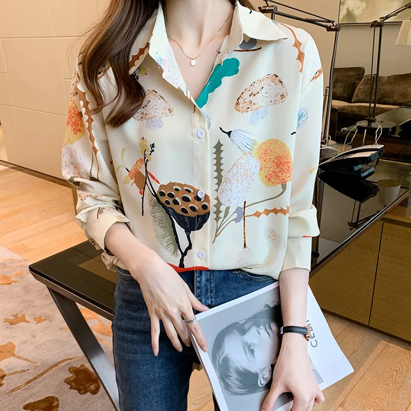 Женская рубашка с длинным рукавом свободные большие шифоновые блузки