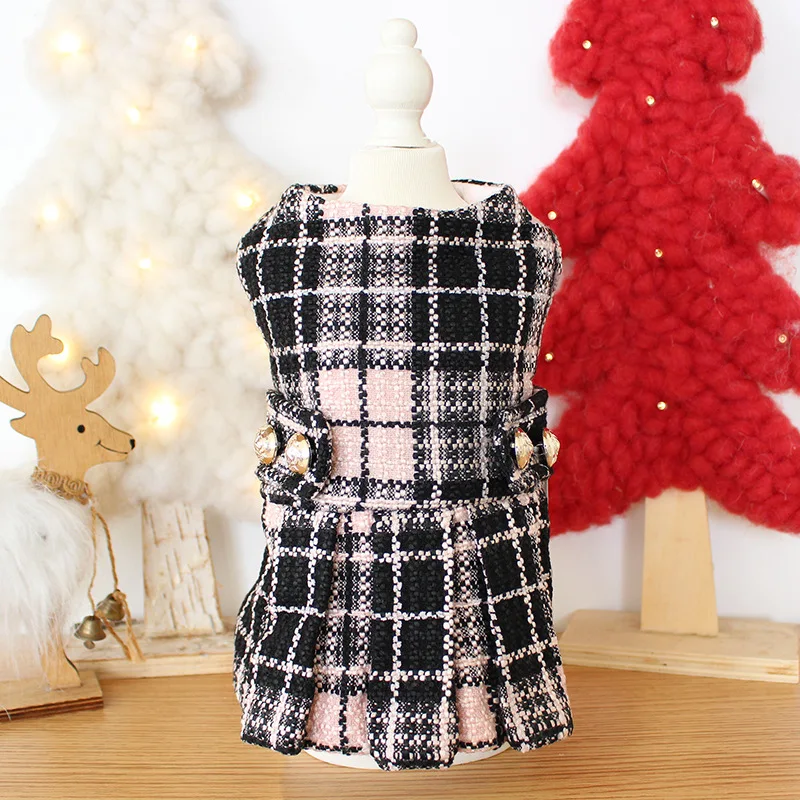 

Dog Clothes Black Pink Grid Cat Dog Dress Coat Jacket PET Clothing For Dogs Pet Winter Warm Pet Products Puppy Teddy Chihuahua