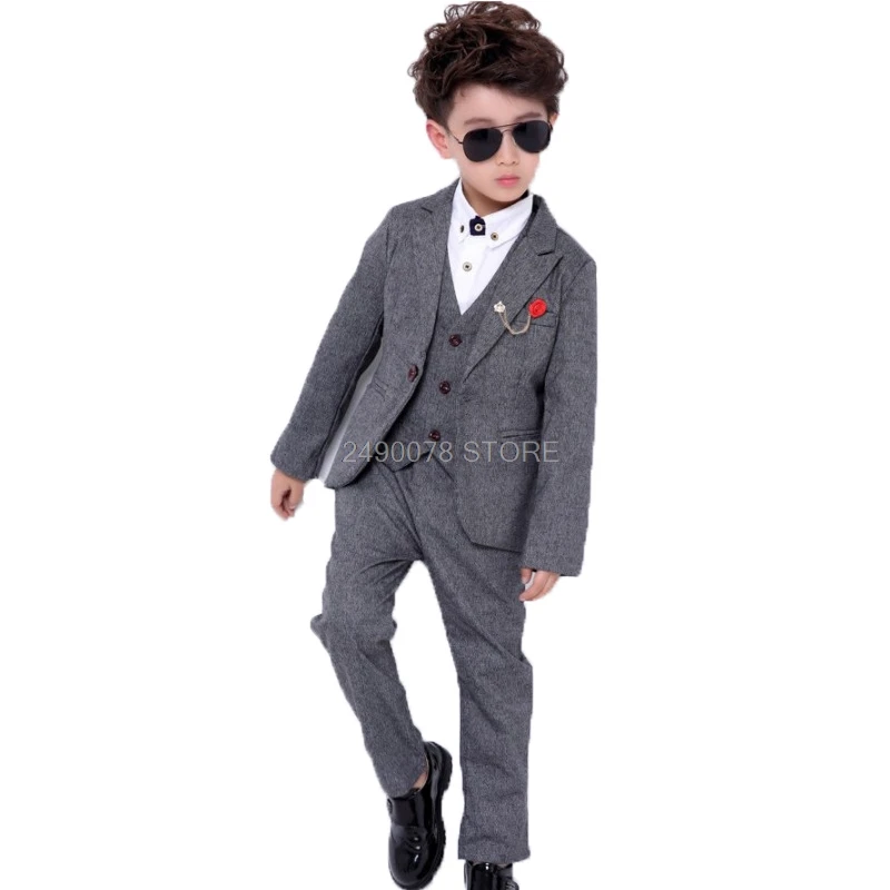 Торжественный Свадебный костюм с цветочным узором для мальчиков Детские