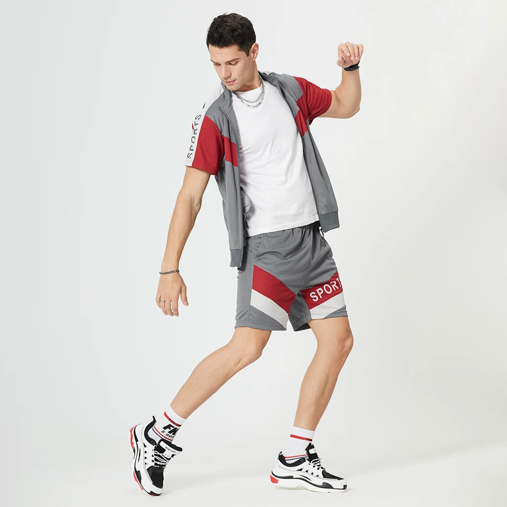 

2021 summer new male youth casual trend short-sleeved suit fashion simple loose sportswear men's suit