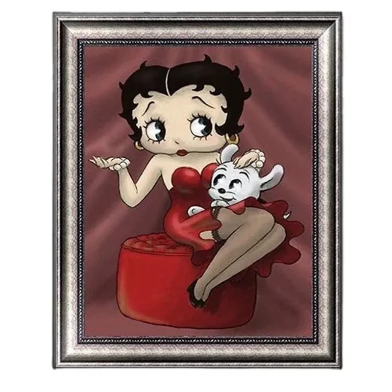 

YNX 5D DIY Diamond Drawing Cartoon Little Cute Girl Crossstitch Full Square Diamonds Bedroom Living Room Mural Decoration Gift