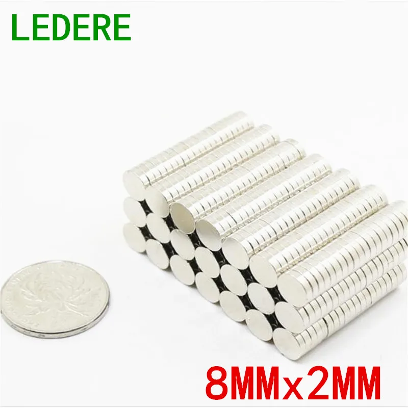 LEDERE 100 шт. N35 8x2 Круглые Дисковые магниты 8*2 редкоземельный магнит NdFeB сильные