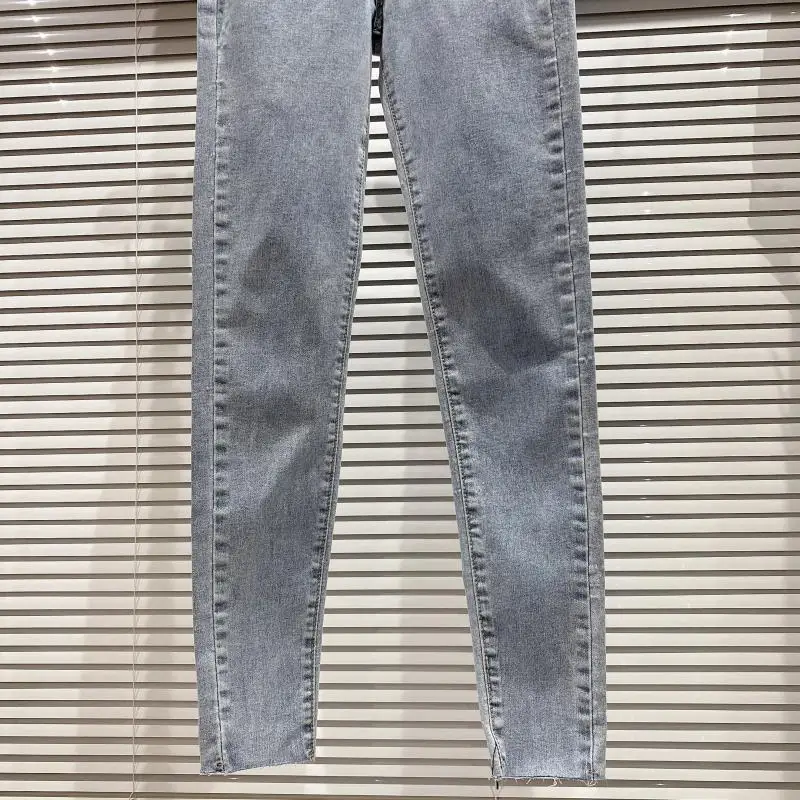 

Rhinestone Pearl Beading Jeans Women Washed Elastic Slim Fit Pencil Pants Female Blue Trousers Spring Autumn New High Streetwear