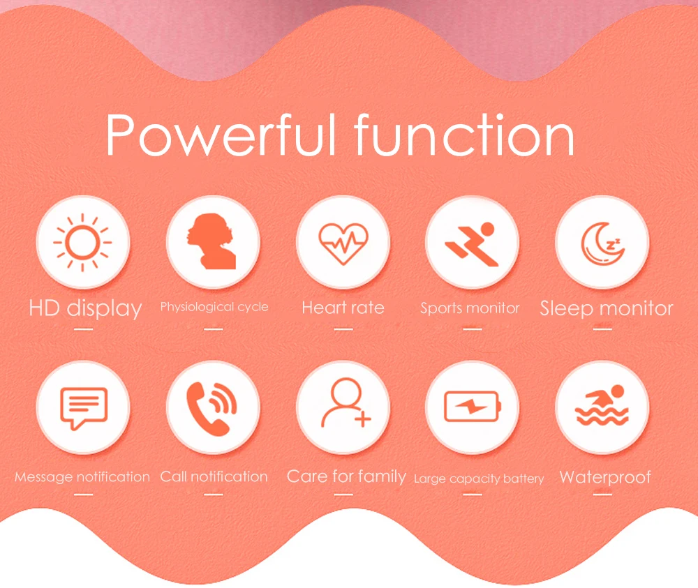 

JWMOVE Waterproof Smart Watch Women Lovely Bracelet Heart Rate Monitor Sleep Smartwatch Connect IOS Android F18 Band