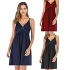 Женская ночная рубашка Aamikast, кружевное платье на тонких бретельках, с вырезом на спине, размер S-XXL