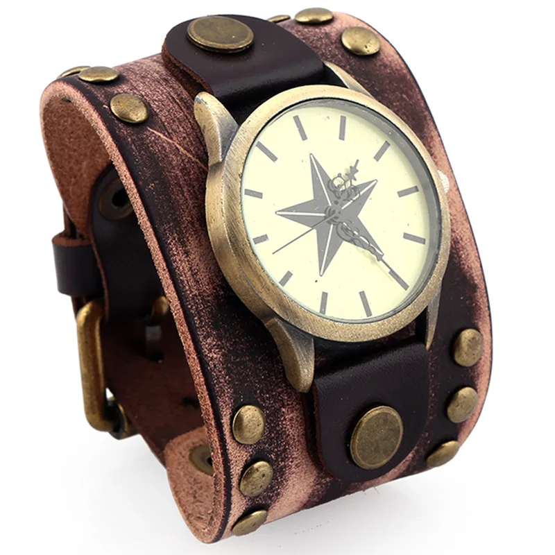 

Hot Selling Vintage Retro Cow Leather Bracelet Watches for Men Wrist Watch Casual Quartz Luxury Watch Gift Reloj Hombre Relojes