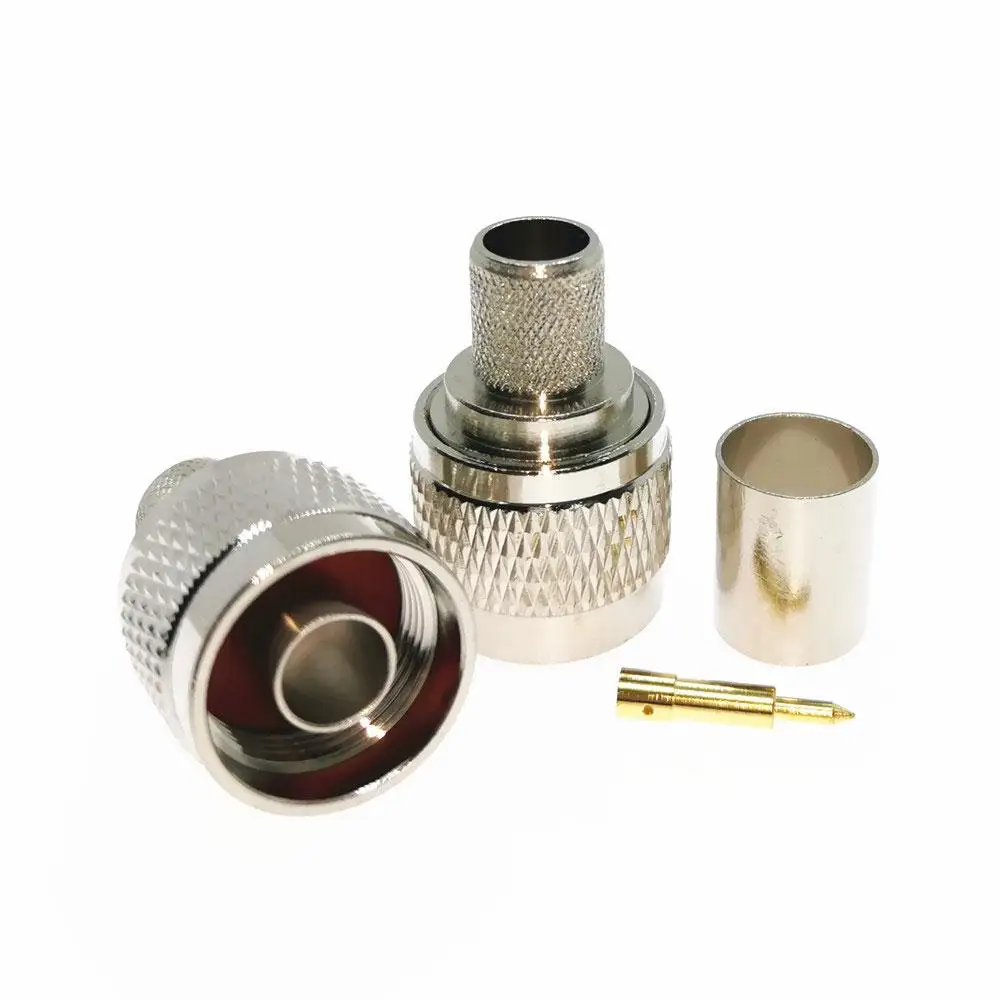 50PCS N male plug RF connector crimping RG8 RG213 LMR400 50-7DFB cable straight nickel plated adapter | Обустройство дома