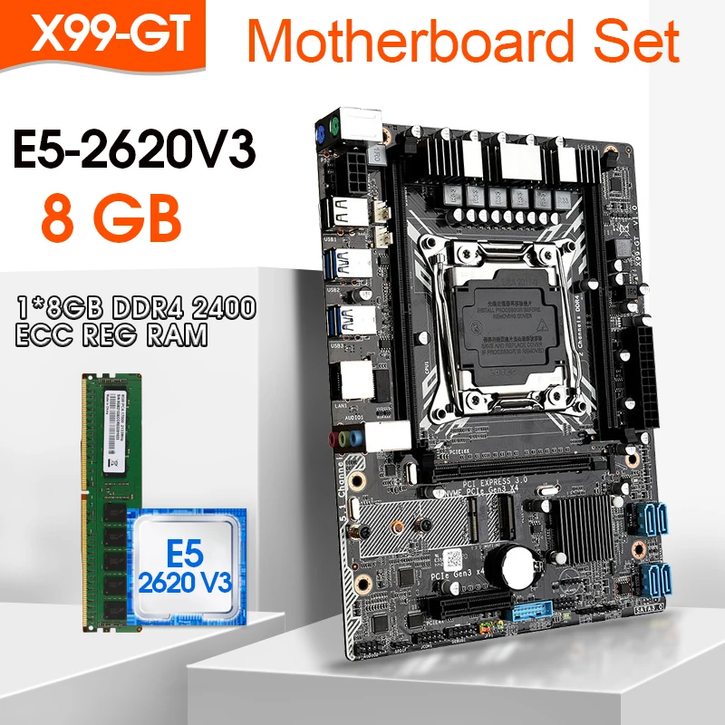 Комплект материнской платы X99 GT E5 2620V3 LGA2011-3 CPU 1 шт. * 8 ГБ = Гб 2400 МГц DDR4 память ECC REG M.2